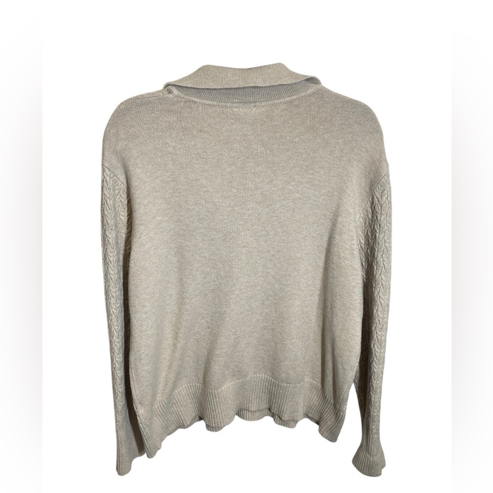 Aaeda women’s crewneck cableknit sweater neutral tan women’s XL - Picture 2 of 8